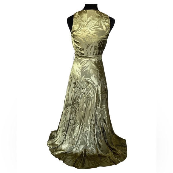 Lauren Ralph Lauren Palm Leaf Jacquard Sleeveless Midi Dress | Size 0 - Picture 7 of 15